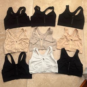 9 Front Zip Sports Bras Size Medium